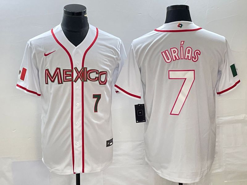 Men 2023 World Cub Mexico #7 Urias White Nike MLB Jersey6